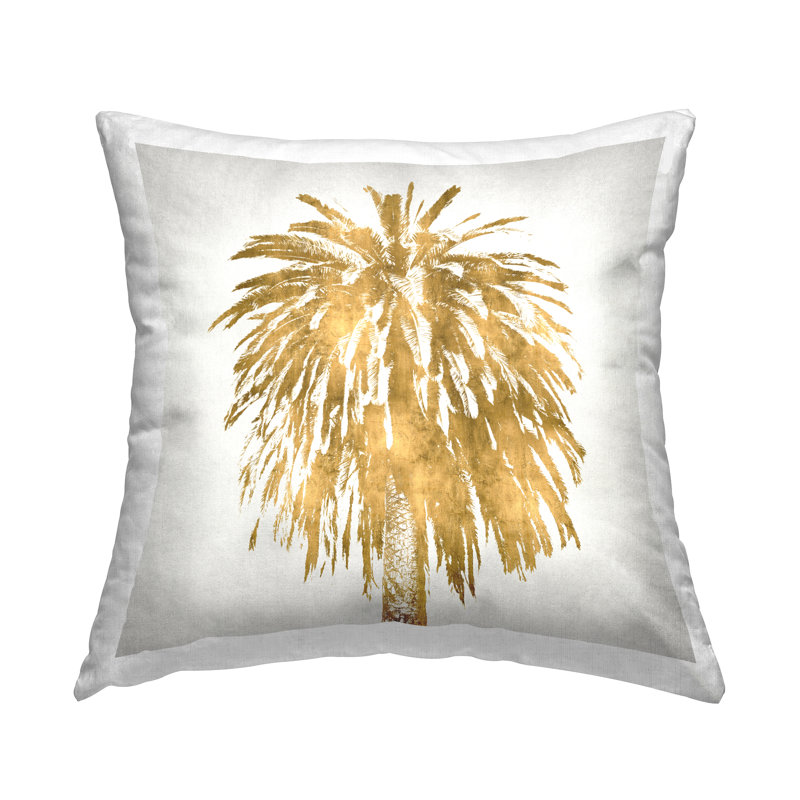 Coussin décoratif imprimé feuilles de palmier tropical glamour Stupell Industries par Kate Bennett