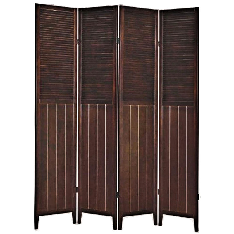Modbury 71" H Folding Room Divider, 4, Espresso