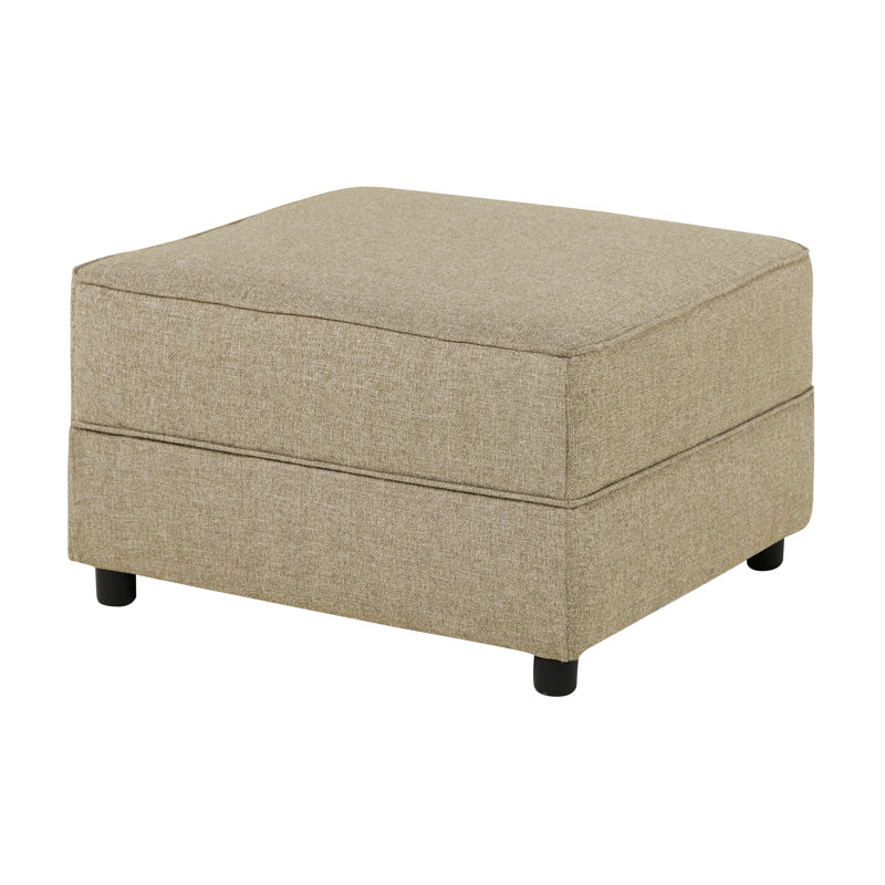 Eckbert 64cm Wide Square Solid Colour Footstool Ottoman, Oatmeal