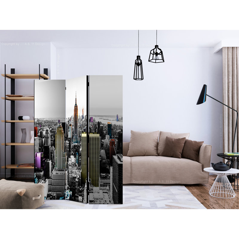 Haajrah 135cm W x 172cm H 3 - Panel Solid Wood Folding Room Divider