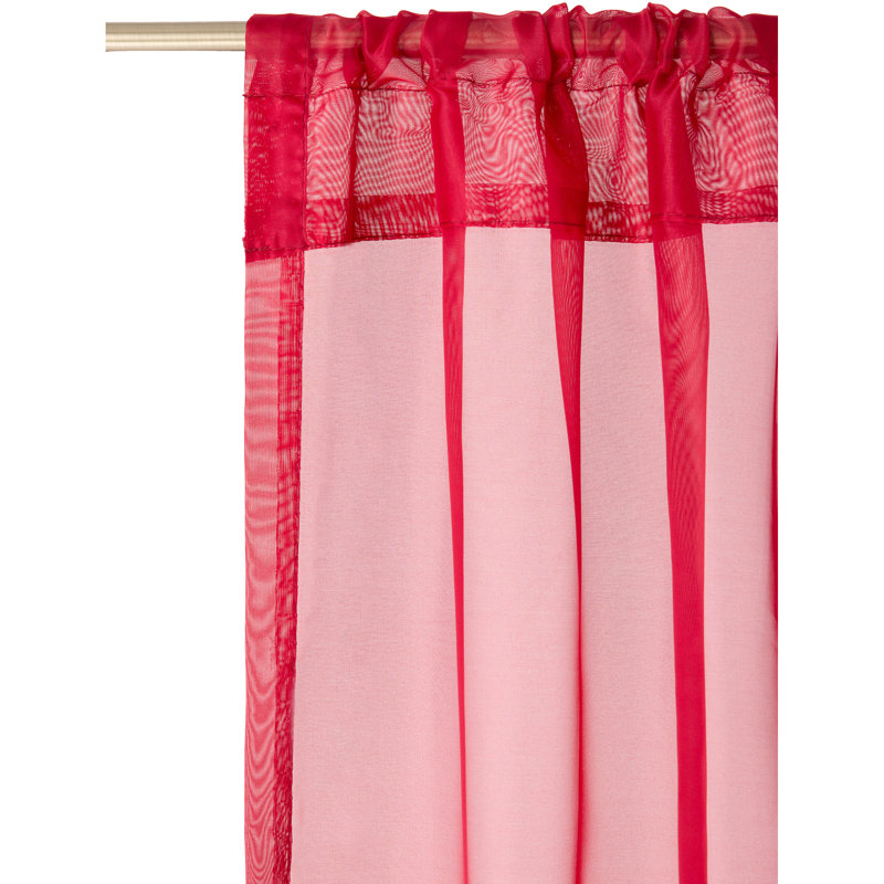 Paire de rideaux transparents avec passe-tringle, Rouge, 54 po x 86 po