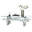 Table basse à deux niveaux en verre, plateau rectangulaire en verre trempé avec base en bois, table d'appoint moderne pour le salon ou le bureau (blanc roche)-1971716486