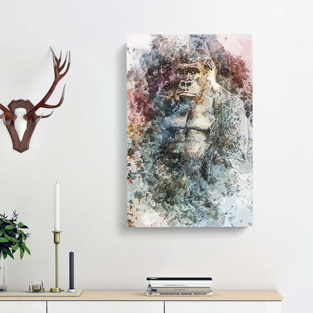 The Silverback Gorilla in Abstract - Wrapped Canvas