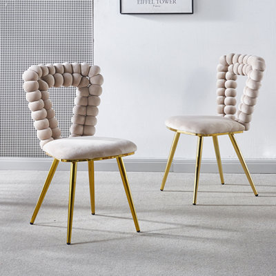 Chaise rembourrée confortable en tissu avec pieds en fer pour les cuisines, les salons et les cafés