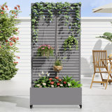 Metal Planter Box with Trellis with Wheels