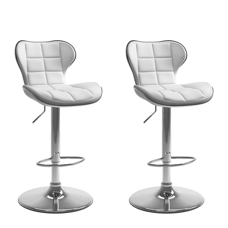 Carty Swivel Upholstered Adjustable Height Counter Stool, White