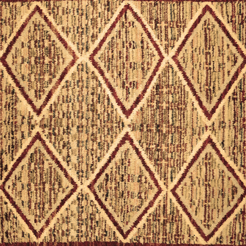 Tapis brun / beige en laine et polyester tissé à la machine marocain 4 pi x 4 pi