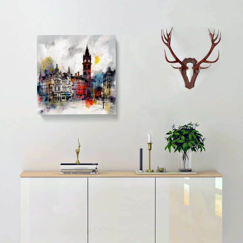 City Of Manchester Gestural Art No.1 - No Frame Print, 50cm H x 50cm W x 3cm D