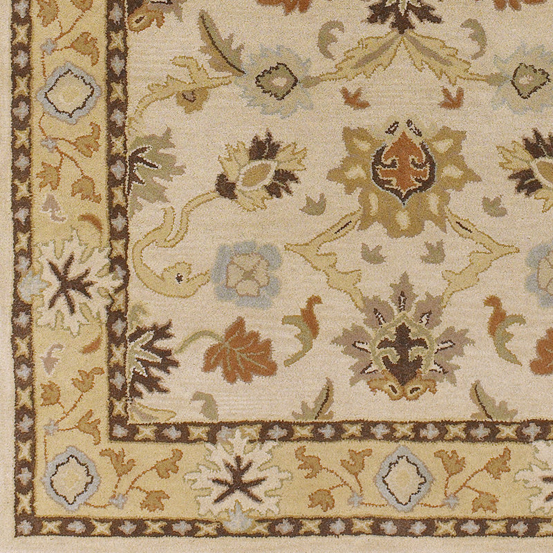 Tapis beige / brun clair en laine touffeté à la main Arnedra, Rectangle 2 pi x 4 pi