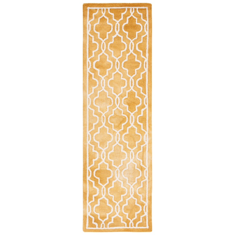 Dip Dye Hand Tufted Wool Geometric Rug, Runner 2'3" x 8'
