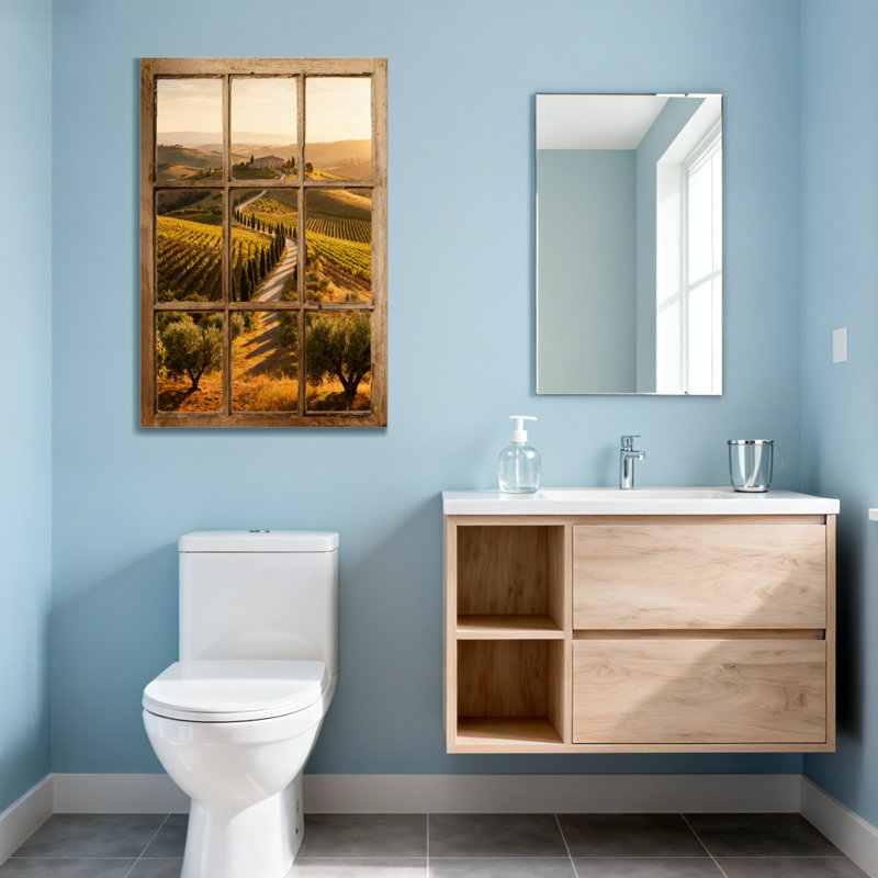 «Landscape & Nature Tuscan Vineyard Sunset Landscape Window View», H 18 po x l 12 po