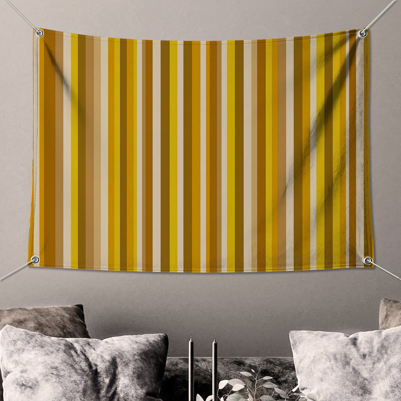 Tapisserie murale à rayures verticales - Motif décoratif mural, H 104 po x 88 avec 4 œillets