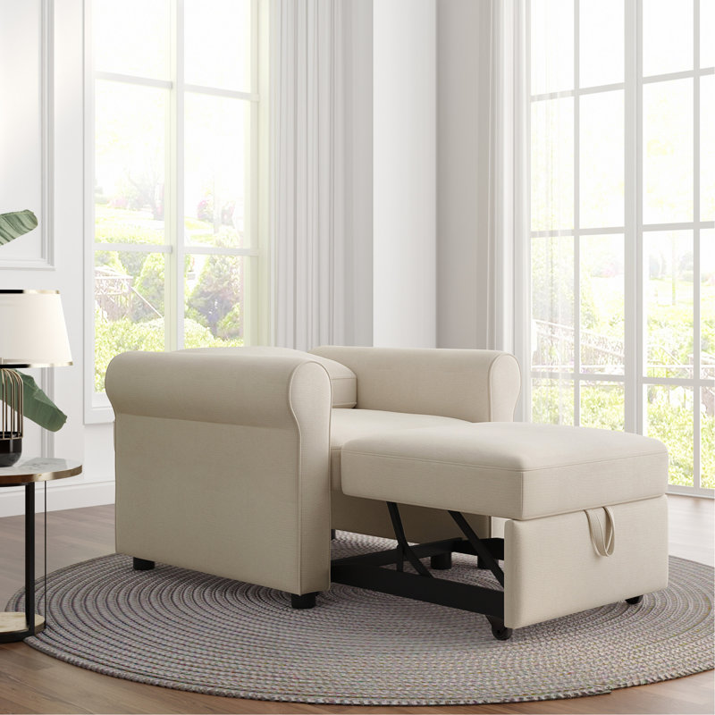 Canapé-lit 33,9 po Nelina, Lin beige