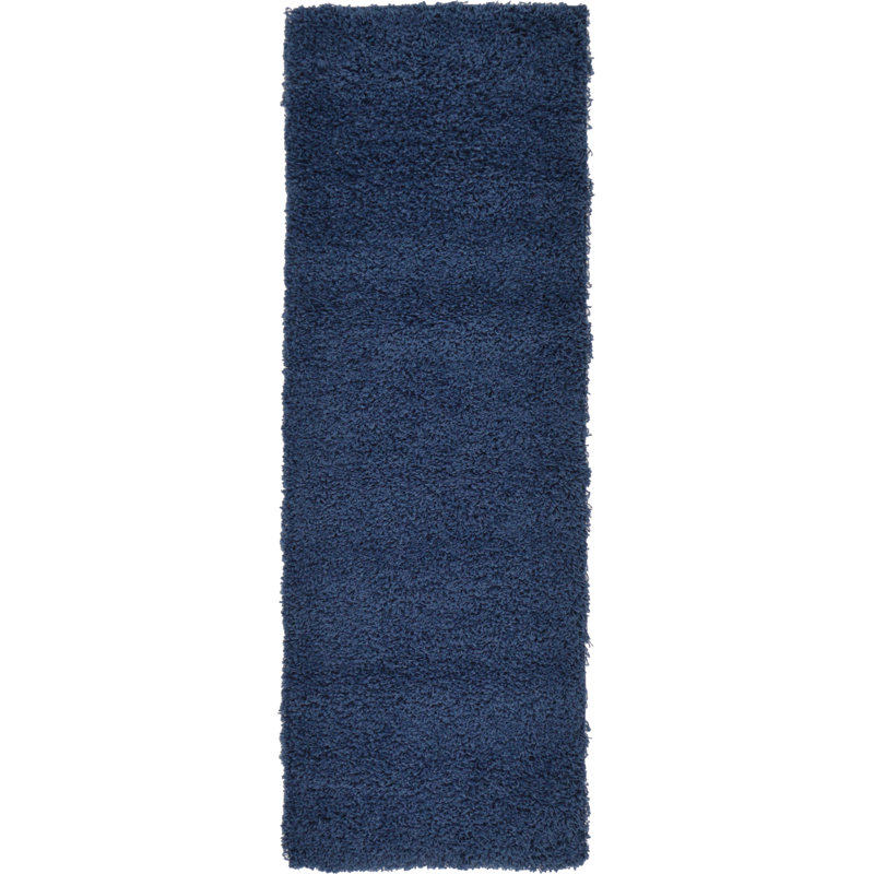 Tapis Santosha à poils longs, Tapis de couloir 2 pi 7 po x 10 pi, Sapphire Blue