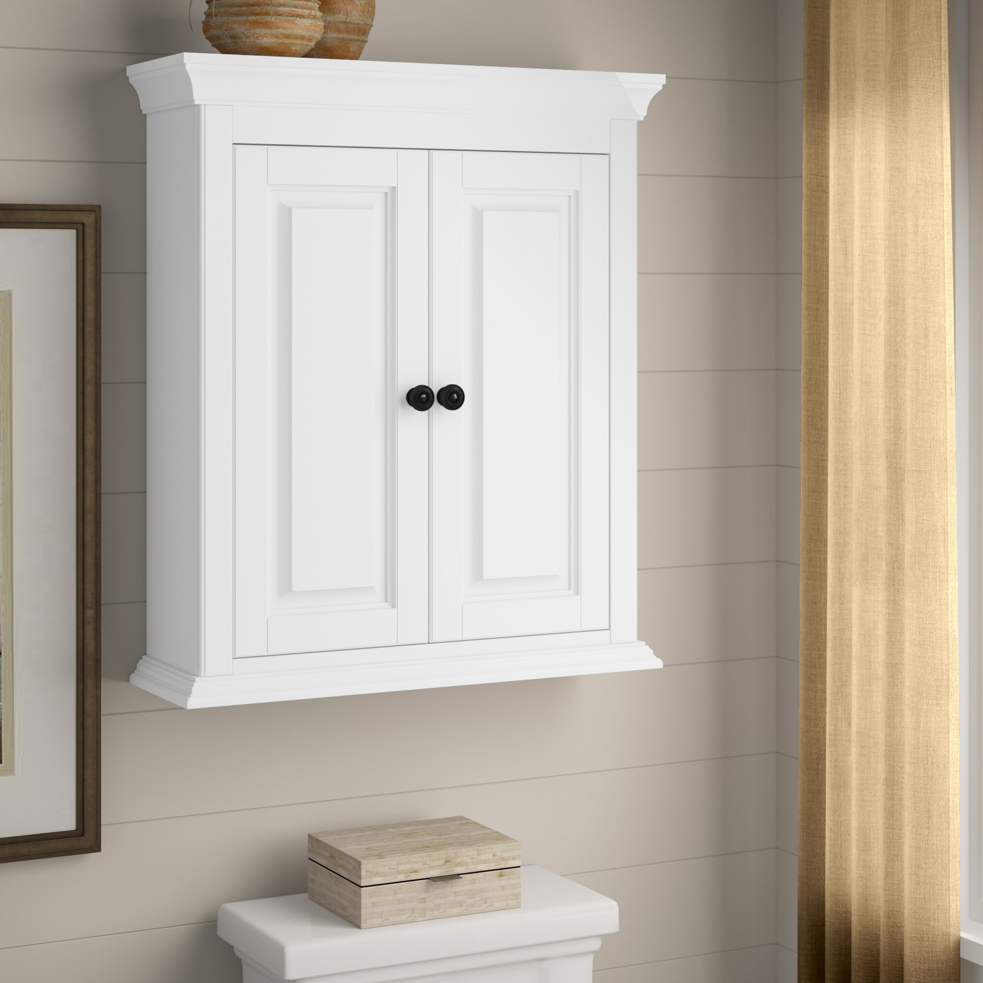 Carmen Tall White Marble Shelf and Black Ash Wood Bathroom Storage Tower +  Reviews