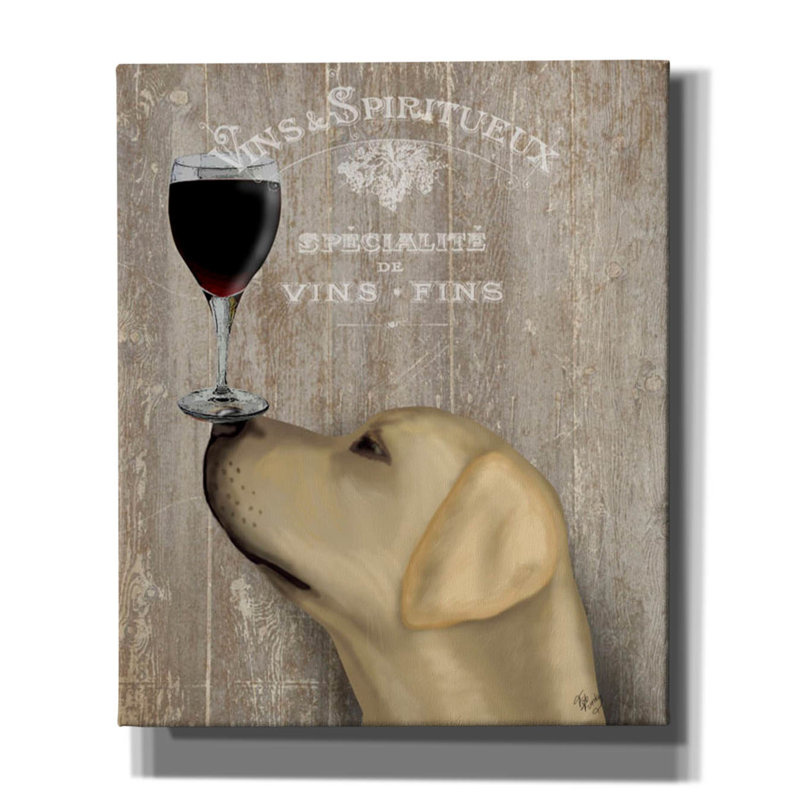 «Dog Au Vin Yellow Labrador», impression sur toile tendue, H 24 po x l 20 po x P 0,75 po