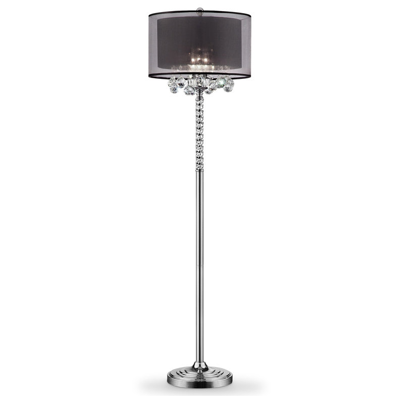 Deriah 62.5'' Steel Traditional Floor Lamp, Black