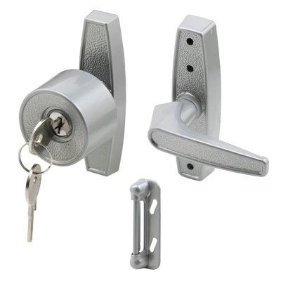 Serrure à bouton-poussoir à clé avec trou central de 3 po Prime-Line, aluminium (paquet simple)