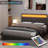 Bed Frame With LED Lights Headboard, Fast-Charging USB Port-1142682476-1142682467