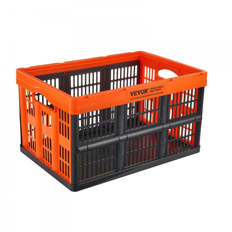 Plastic Collapsible Storage Basket, 45L 3 Packs, Folding Stackable Storage Containers/Bins with Handles, Large Heavy Duty Containers for Clothes, Toys, Books, Snack, Shoes and Grocery Organizing