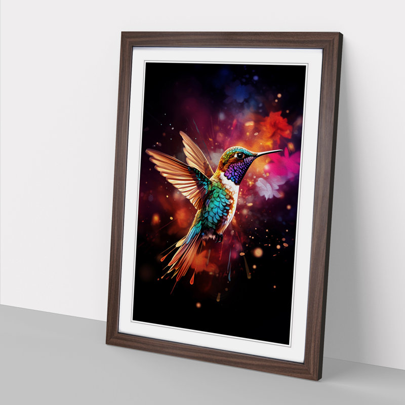 Hummingbird Digital Framed Print, Walnut Framed, 34cm H x 25cm W x 2cm D