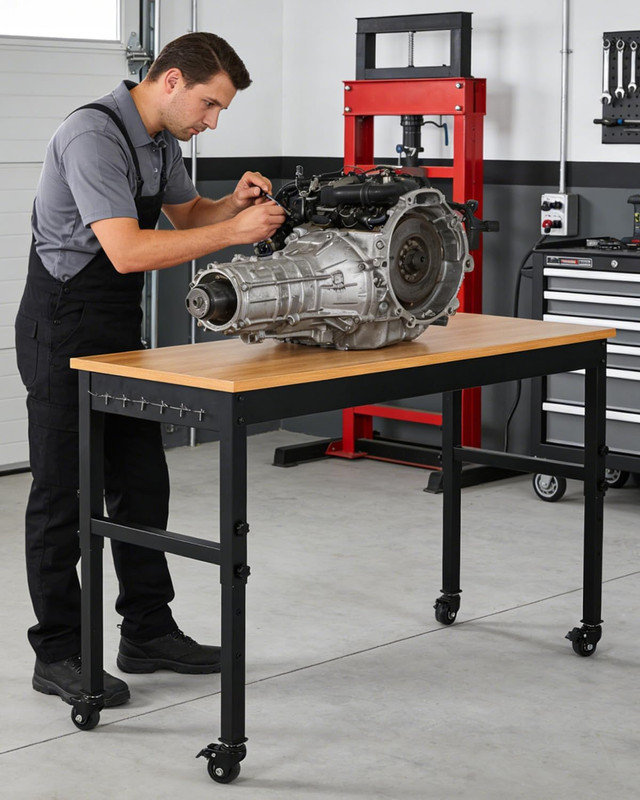 Établi réglable 48-72 "avec prise de courant, table de travail d'une capacité de 2000 LBS pour garage et atelier