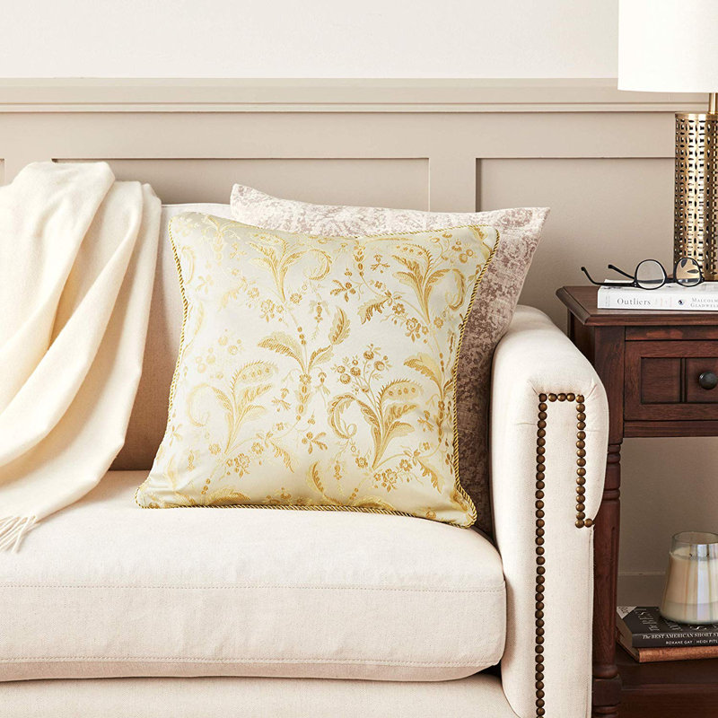 Luxury Damask Design Decorative Pillow Cover, Beige