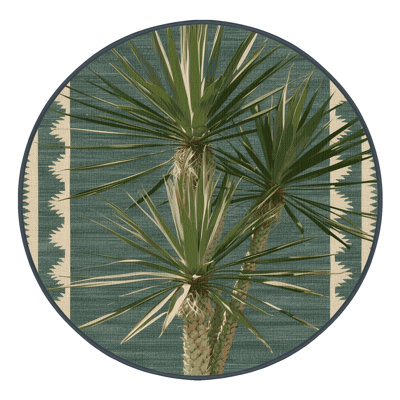 Washable Yucca Plant Southwestern Area Rug