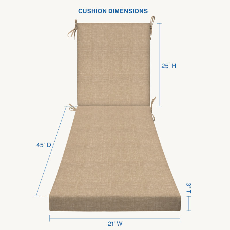 Meridian Outdoor Chaise Lounge Cushion – Weather-Resistant, Reversible, Plush Comfort, Tan