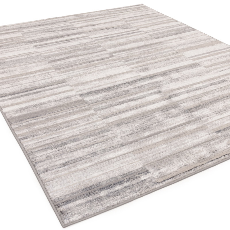 Anandita Stripe Grey Area Rug, Rectangle 120 x 160 cm