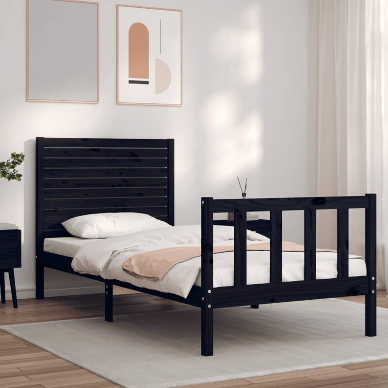 Bed Frame with Headboard, Small Single (2'6), Black
