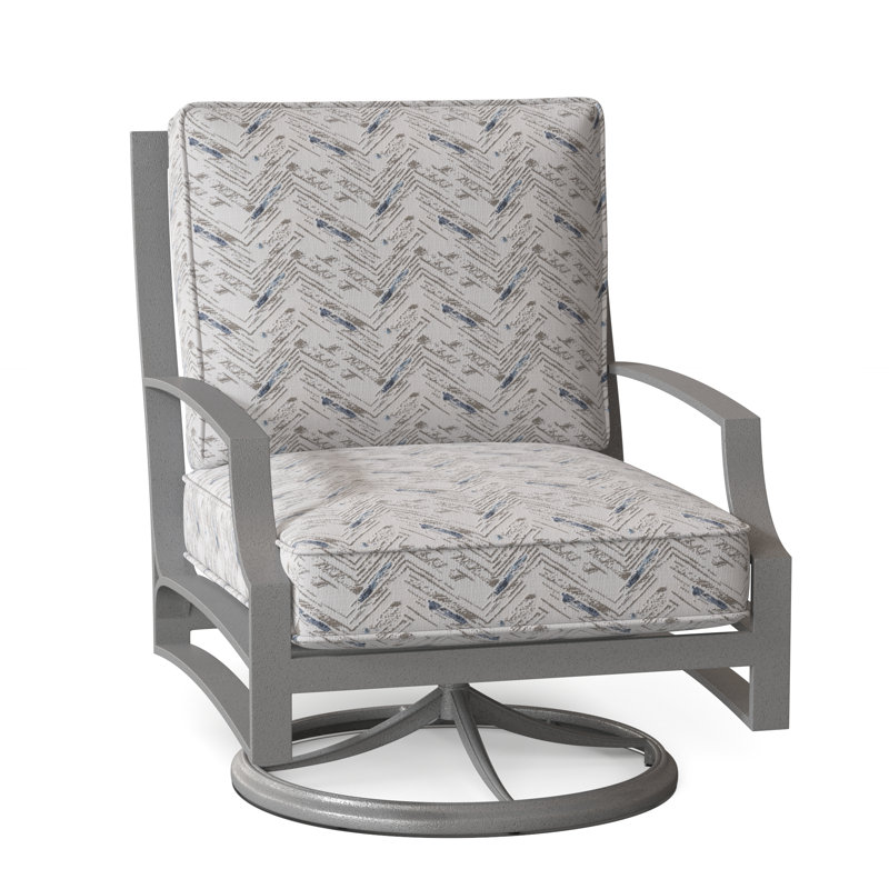 Seal Cove Outdoor Swivel Lounge Chair, Canvas Bird's Eye Sunbrella® Canvas, Pewter Finish