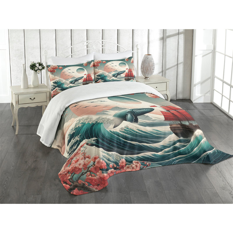 Polyester Floral Coverlet, Queen Coverlet / Bedspread + 2 Standard Shams