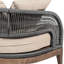 Canapé d'extérieur Orbit en bois d'eucalyptus vieilli avec corde grise et coussins en oléfine taupe