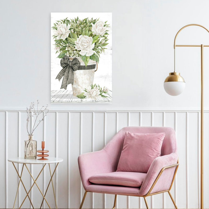 Farmhouse Roses, art contemporain abstrait rustique, H 24 po x l 16 po