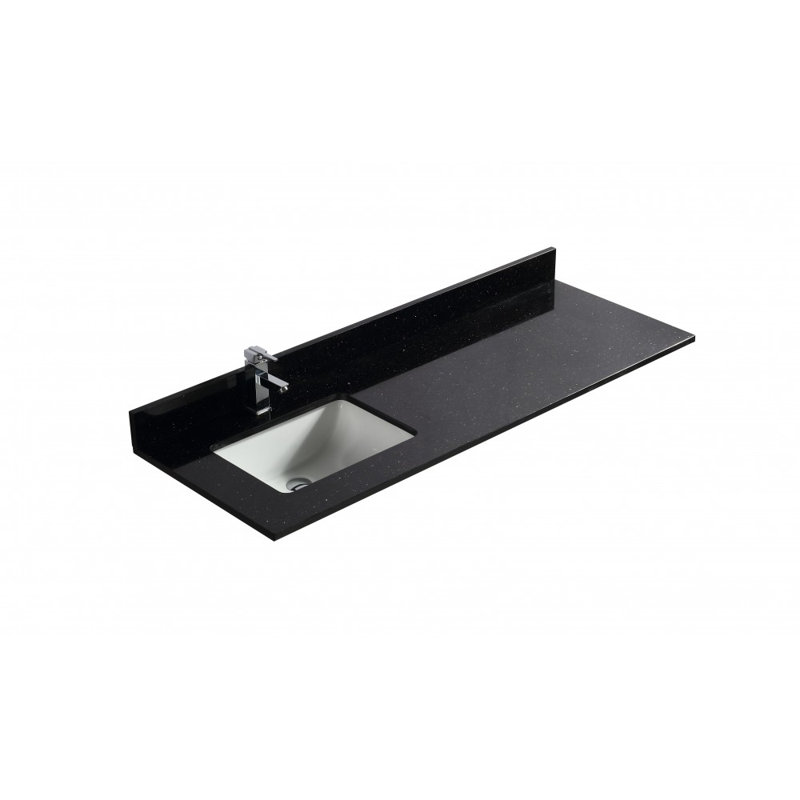 Comptoir de meuble-lavabo simple 64 po avec trous pour robinet de lavabo