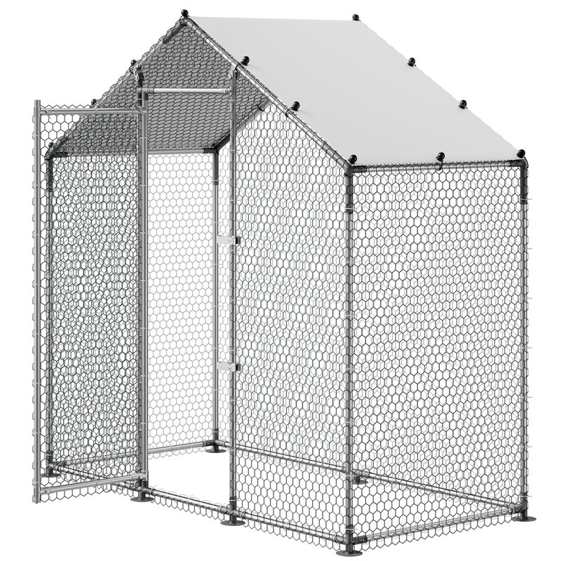 Poulailler sans rendez-vous avec housse imperméable, P 6,51 po x l 72,65 po x P 9,85 po, Blanc / Gris