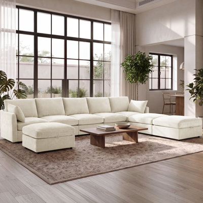 Canapé modulaire rembourré 8 places avec sièges Ottomans 128,61 po Sarang