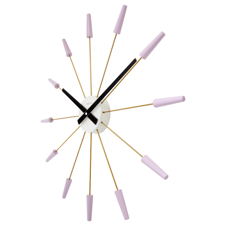 Plug-Inn, 23-Inch, Metallic Spoke Wall Clock, Mauve
