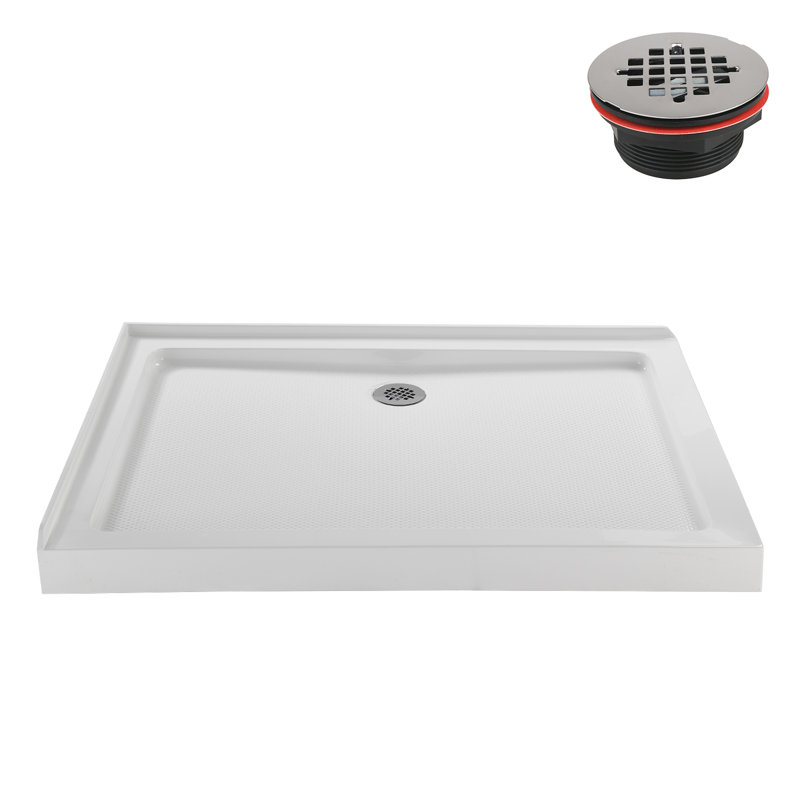 Streamline 42 in. x 34 in. Corner Acrylic Shower Base in Glossy White with Right Drain, Drain Included, Right