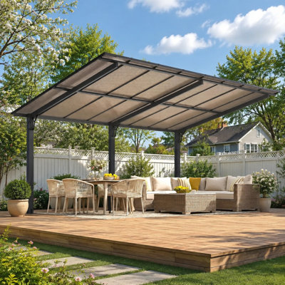 Freestanding Lean to Hardtop Grill Gazebo Outdoor Pergola for Patio