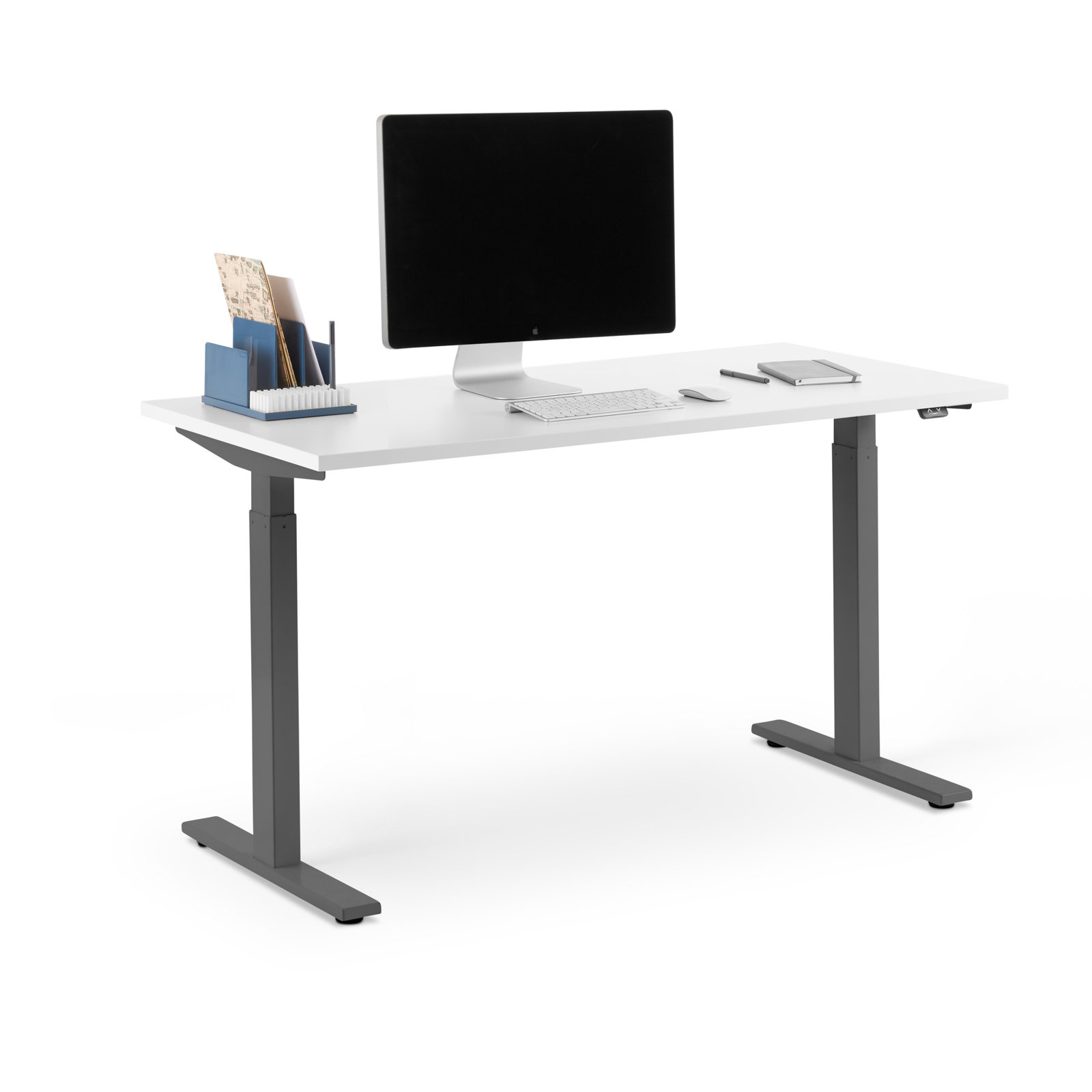 Series L 2S Adj Ht Sgl Desk, White/Charcoal, 48" H x 47.25" W x 27" D