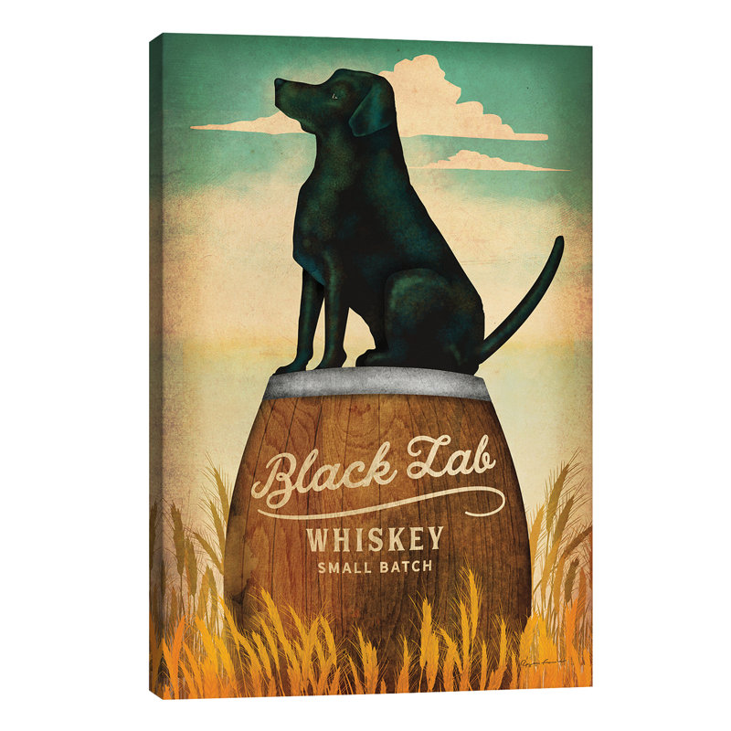 Black Lab Whiskey by Ryan Fowler - Wrapped Canvas Painting, 66.04 cm H x 45.72 cm W x 3.175 cm D