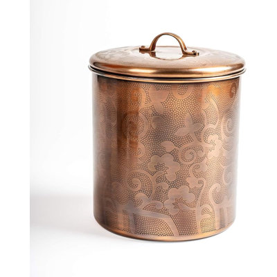 Stainless Steel Kitchen Canister | Antique Copper Finish | Beautiful Food Storage Container for Kitchen Counter, Tea, Sugar, Coffee, Caddy, Flour Canister with Rubber Seal Lid | 2 QT