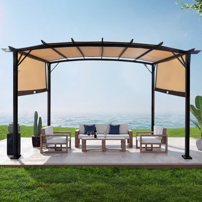 BBQ 11.5 Ft. W x 9.2 FT. D Steel Patio Pergola with Canopy
