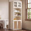 Grande armoire de rangement pour garde-manger, organisateur moderne très profond de 71 po avec tablette ouverte et rangement fermé, conception anti-basculement autoportante de 71 po-129339171
