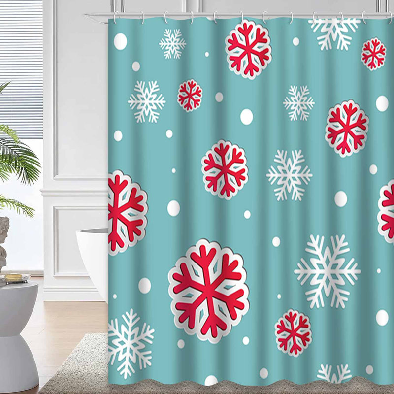 Rideau de douche Christmas avec 12 crochets, L 72 po x l 78 po