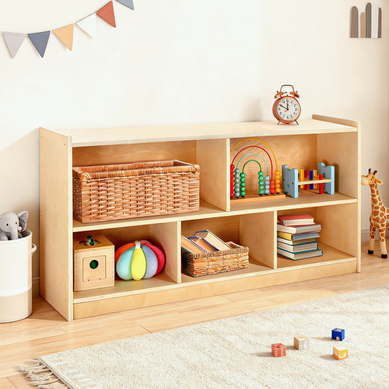 Bibliothèque Montessori, armoire de rangement en bois à 5 sections, étagère de rangement pour jouets avec bibliothèque pour enfants, étagère à livres Fess Safety Montessori pour chambres d'enfants, salle de classe, salle de jeux, garderie, école maternelle
