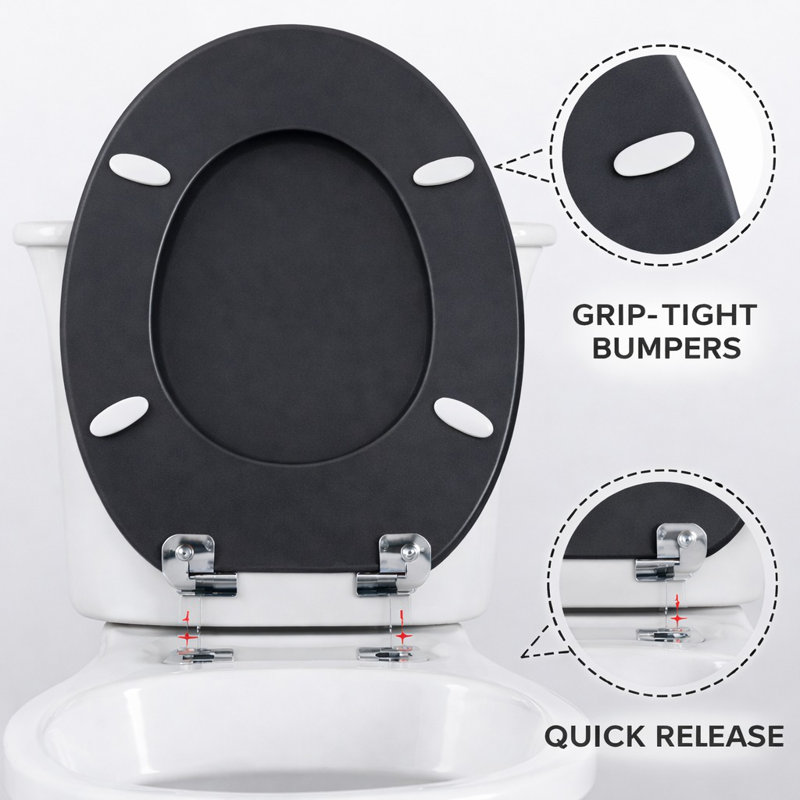 18'' Diamante Toilet Seat Black