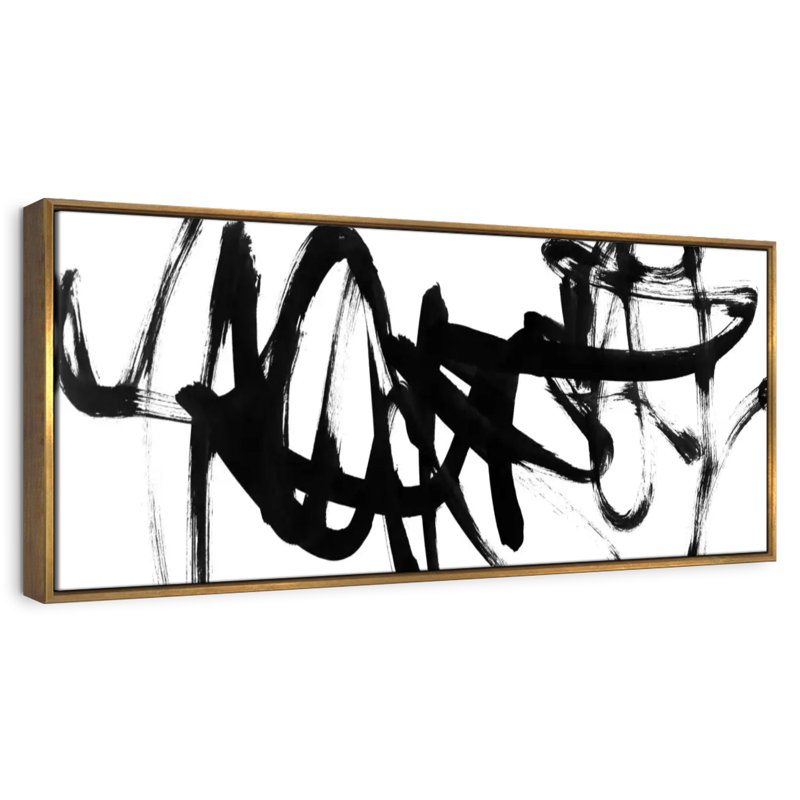 Blanc à noir Higley V, 43 po x 15 po, Floating Frame Gold